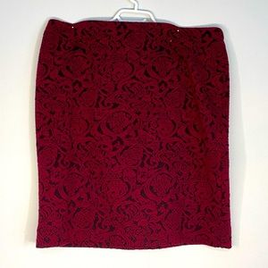 Burgandy and black paisley stretch mini skirt